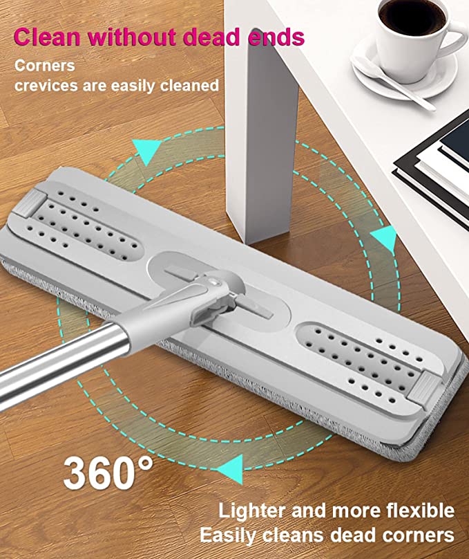 ممسحة منزلية مستطيلة مع دلو، ممسحة قابلة للدوران 360 درجة