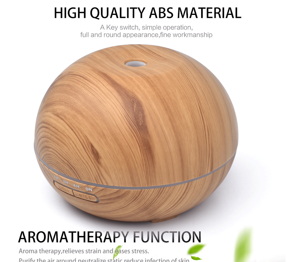 مرطب هواء منزلي يعمل بالموجات فوق الصوتية، بتصميم مفلطح من الخشب