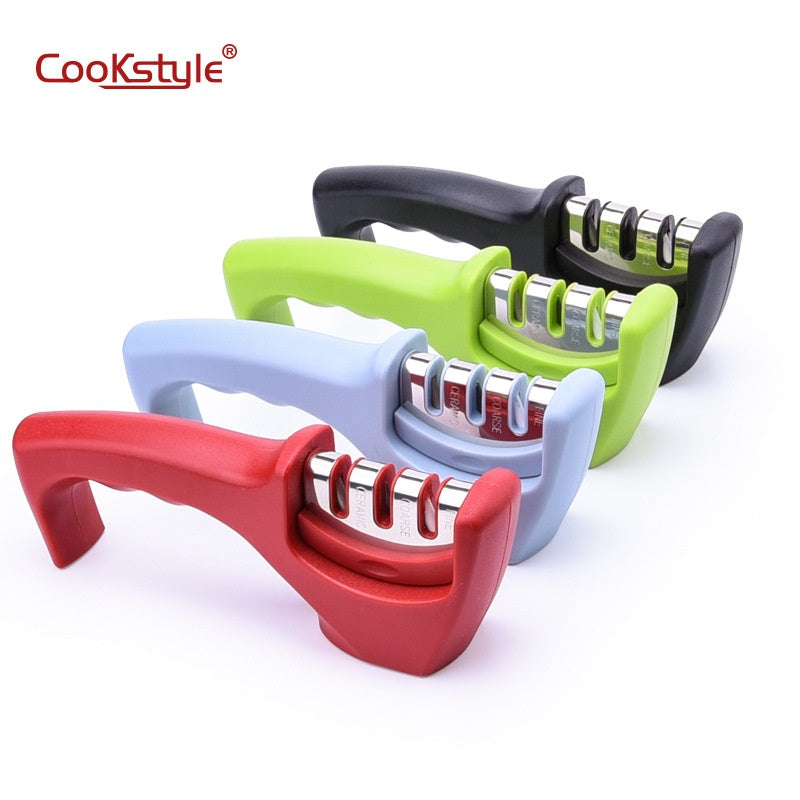 مسن سكاكين المطبخ متعددة الوظائف بثلاث فتحات Cookstyle