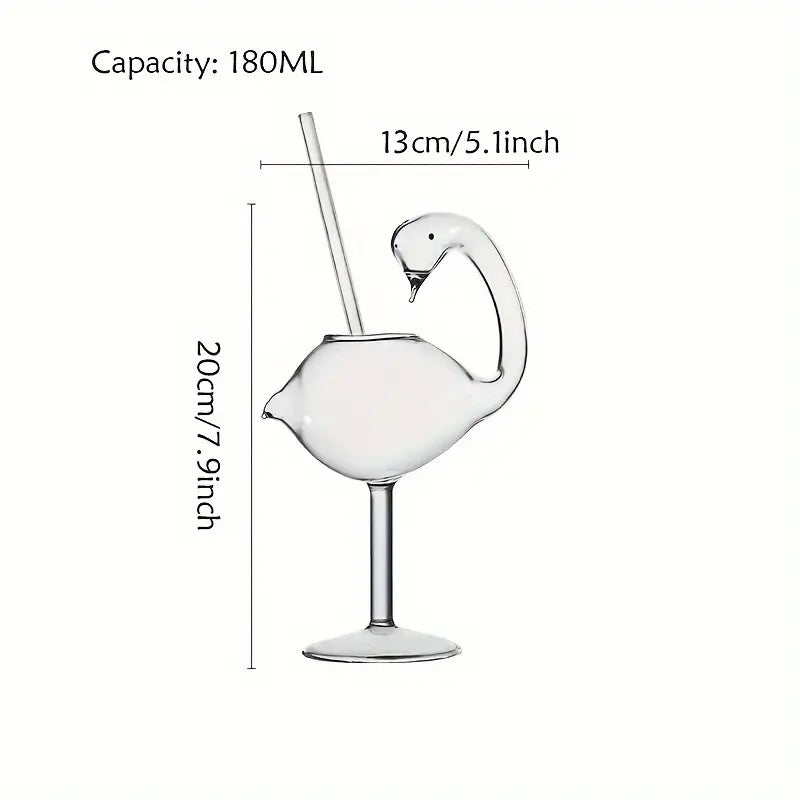 كأس زجاج كريستالي زجاج كوكتيل جميل بزخرفة زجاج البجعة