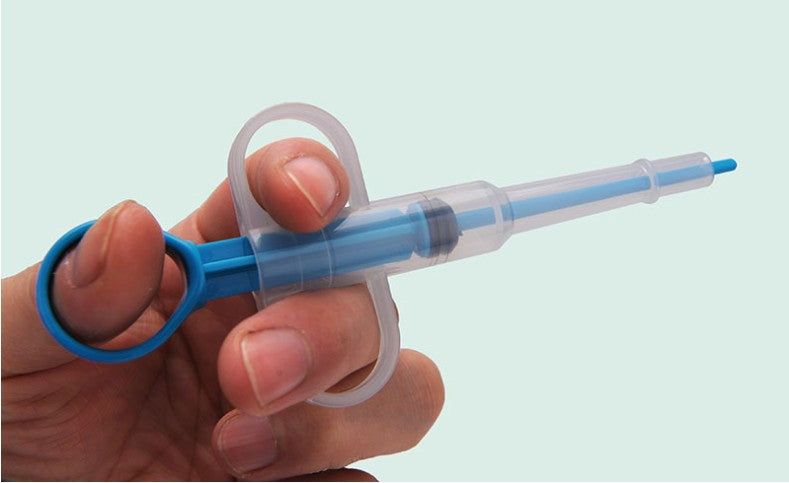 أداة دفع حبوب الدواء للكلاب وللقطط، أداة إطعام الحيوانات الصغيرة مع طرفين من السيليكون الناعم،  حقن تغذية للكلاب والقطط والحيوانات الصغيرة