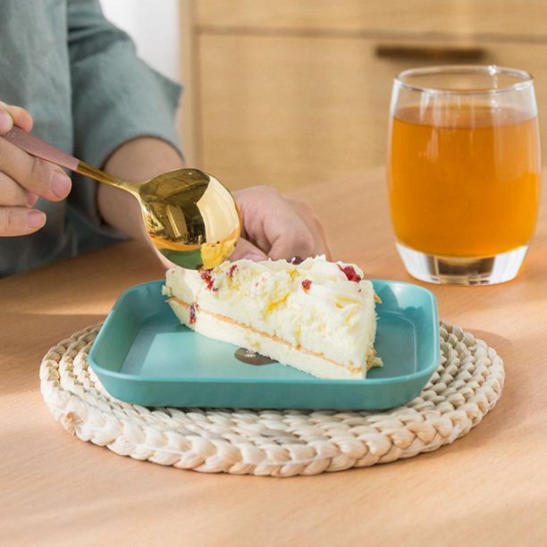 مجموعة أطباق مربعة للوجبات الخفيفة مكون من 8 قطع، مع حامل للأطباق