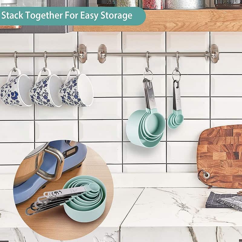 طقم أكواب وملاعق القياس المكون من 8 قطع