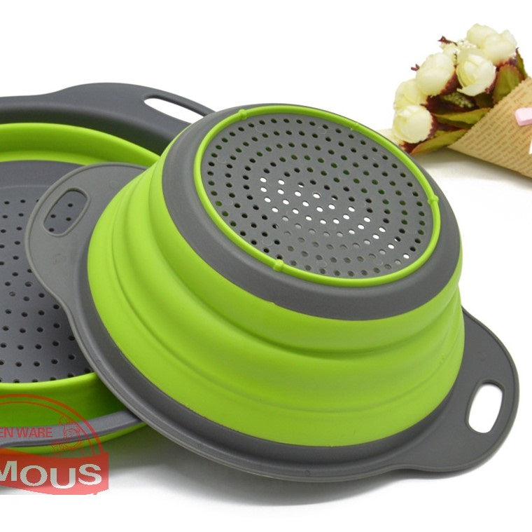 طقم مصفاة غسيل الخضار والفواكة القابلة للطي مكون من قطعتين