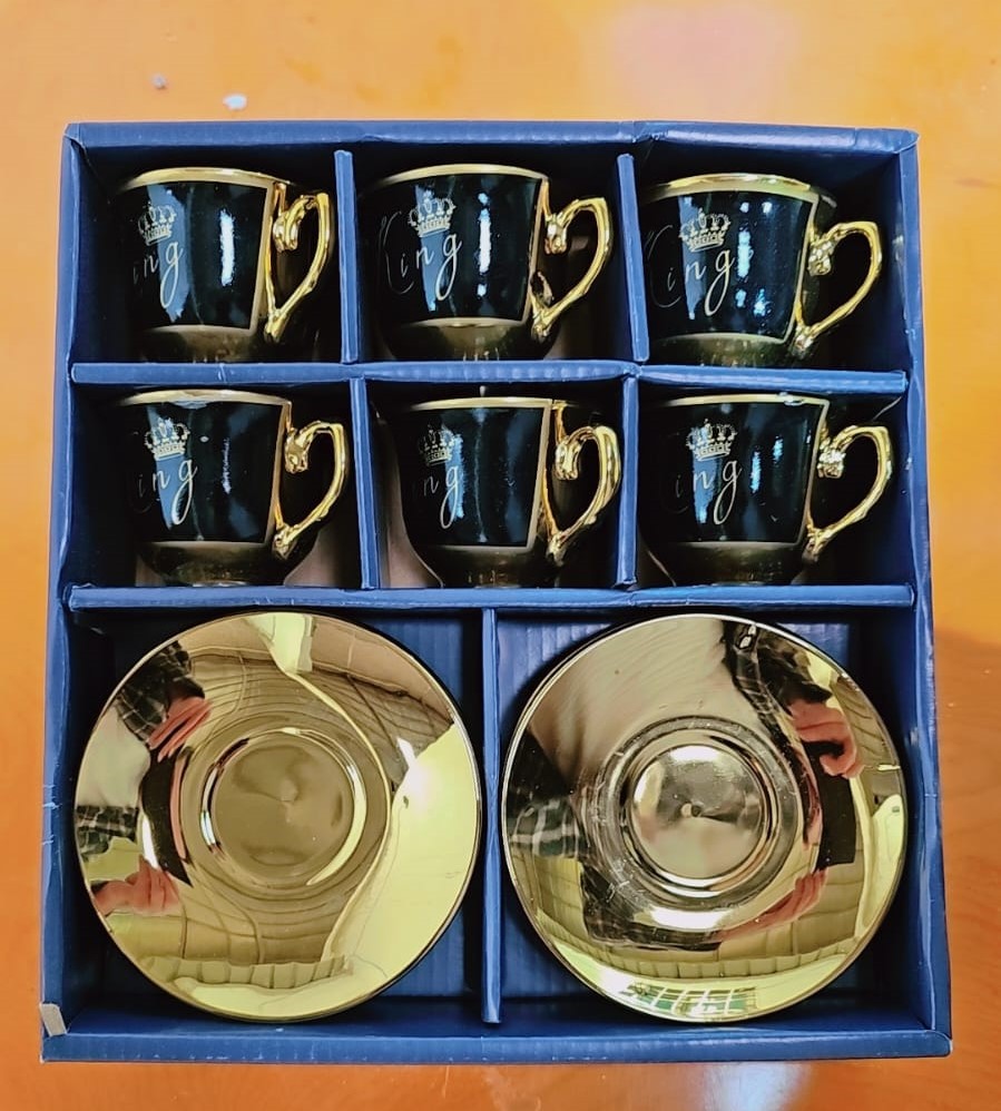 طقم فناجين قهوة تركي فاخر من السيراميك عالى الجودة ،12 قطعة