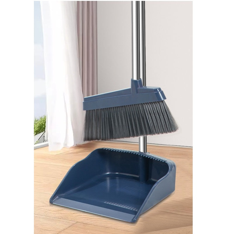 مجموعة جاروف وفرشاة بمقبض طويل، مقشة وجاروف بمقبض قابل للتعديل 95 سم، فرشاة كنس دوارة، جاروف غبار منزلي مع اسنان مكشطة مزدوجة للمنزل والمكتب والسكن والمطبخ