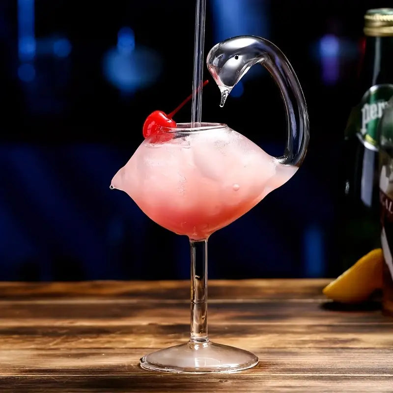 كأس زجاج كريستالي زجاج كوكتيل جميل بزخرفة زجاج البجعة