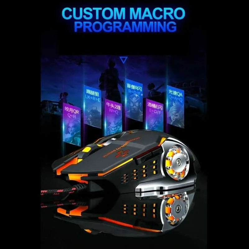 ماوس الألعاب Thunder Wolf Macro V6 القابل للبرمجة، لألعاب الكمبيوتر