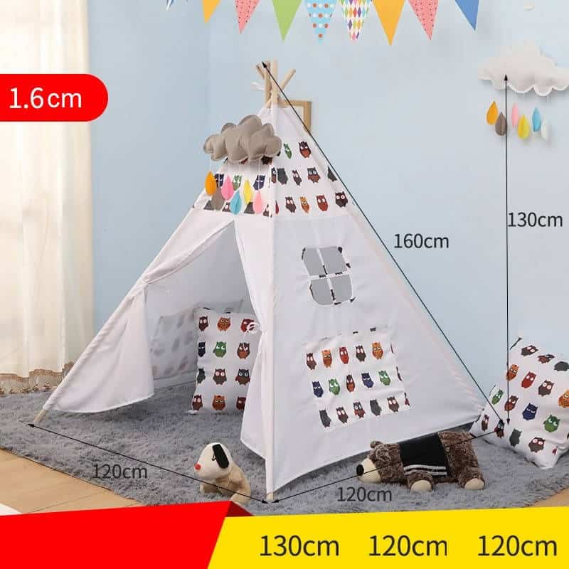 خيمة أطفال محمولة، خيمة أطفال قماشية و4 أعمدة خشبية قابلة للطي