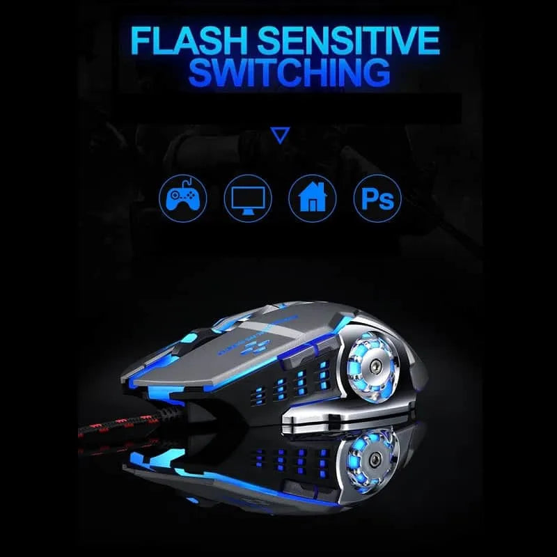 ماوس الألعاب Thunder Wolf Macro V6 القابل للبرمجة، لألعاب الكمبيوتر