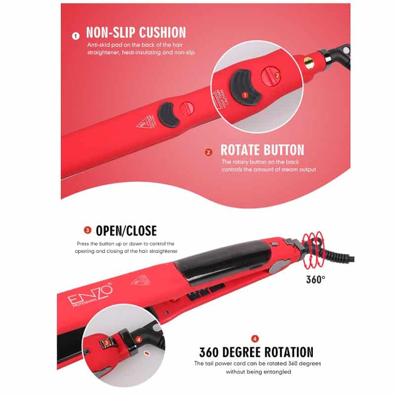 مكواة فرد الشعر بالبخار من ENZO