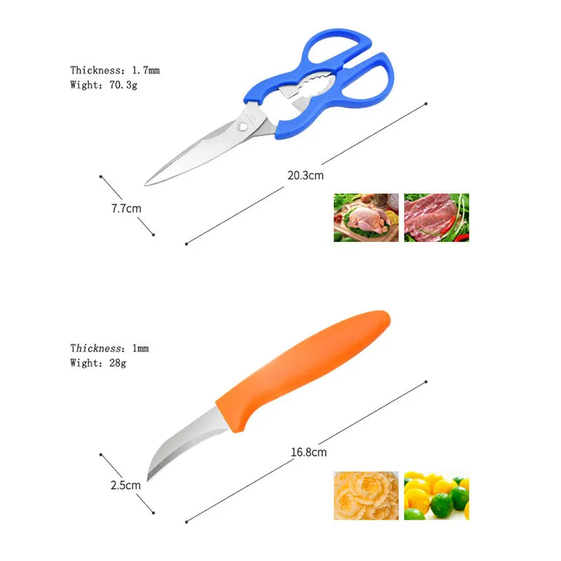 طقم مستلزمات مطبخ متعدد الوظائف مكون من 5 قطع , طقم ملون من الفولاذ المقاوم للصدأ مع حامل