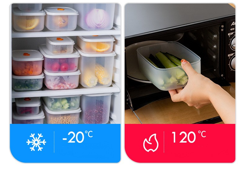 طقم صندوق تخزين للثلاجة مكون من 3 قطع مع غطاء آمن للإستخدام في الميكروويف