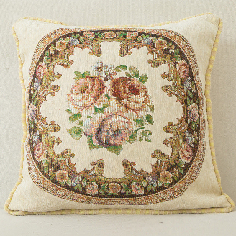 وسادة مربعة كلاسيكيةمن الجبردين بنمط الأزهار مقاس 45 x45 سم