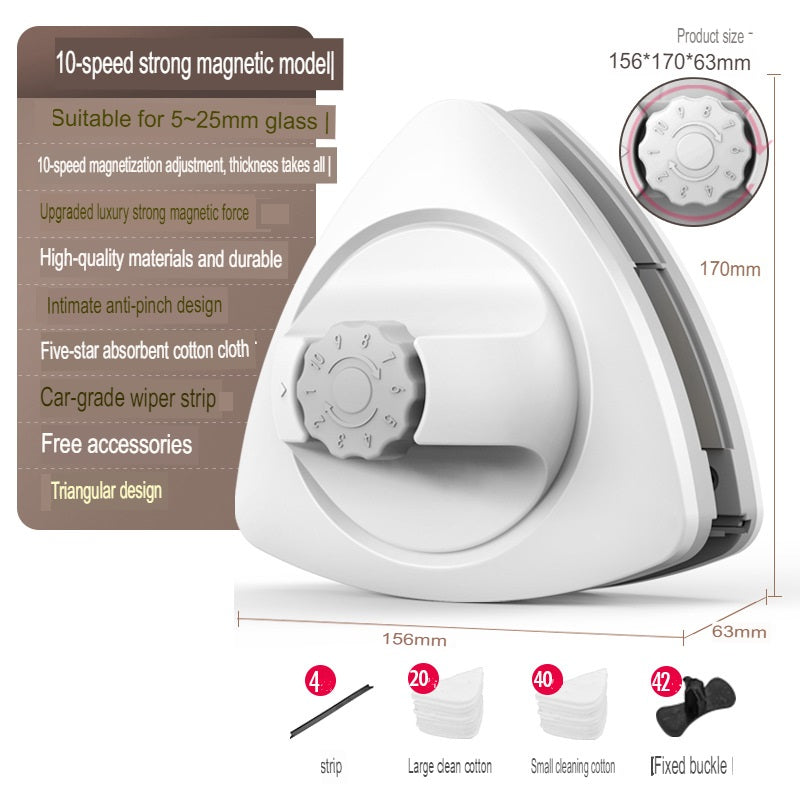 منظف نوافذ مغناطيسي مزدوج الجوانب مع حبل مضاد للسقوط