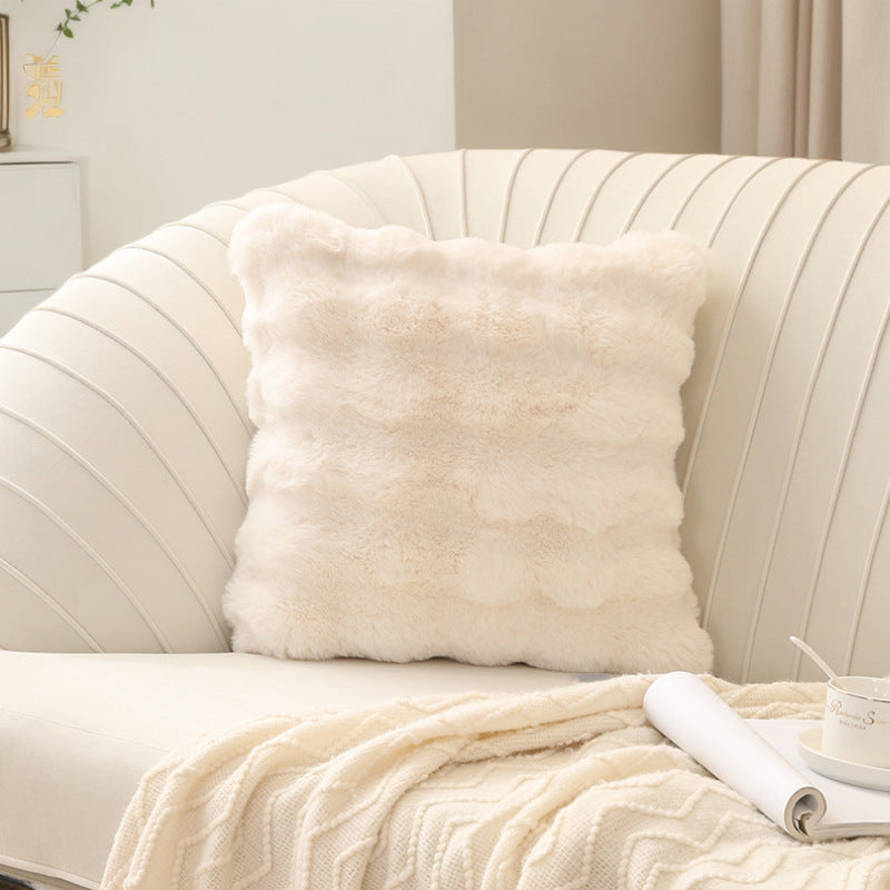 كوشن من الفرو الصناعي الناعم المنفوش، كوشن من القطيفة لتزيين غرفة النوم 43*43 سم مع الحشو الفيبر