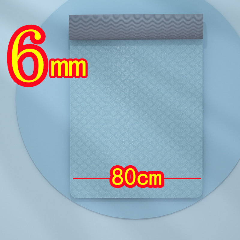 سجادة تمارين اليوجا للنساء والرجال المبتدئين بخطوط محاذاة مضادة للإنزلاق مع شنطة حمل، سجادة تمارين لياقة بدنية مقاس 183 سم × 80 سم × 0.6 سم (لون: أزرق) 