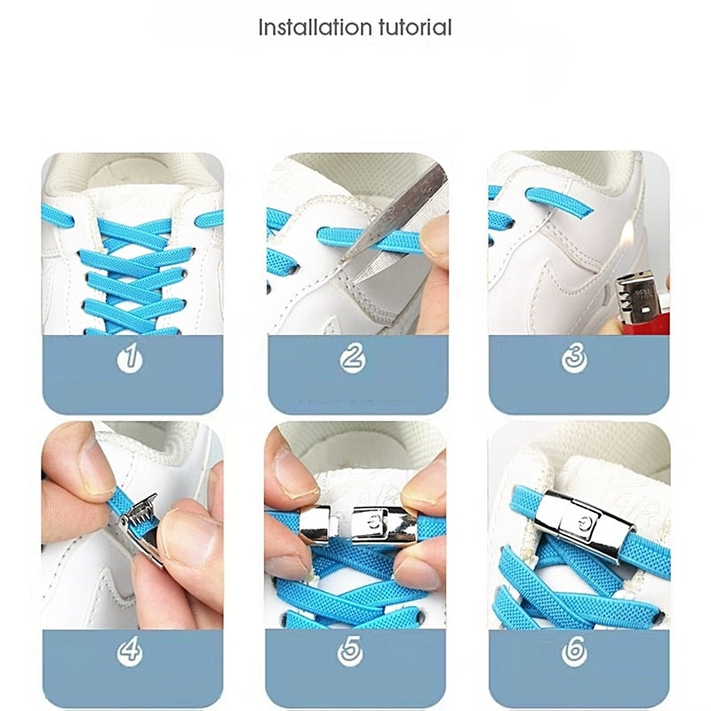 اربطة احذية فلات مرنة بدون ربط للاحذية الرياضية من ايبوكسين، اربطة احذية مرنة للاطفال والبالغين