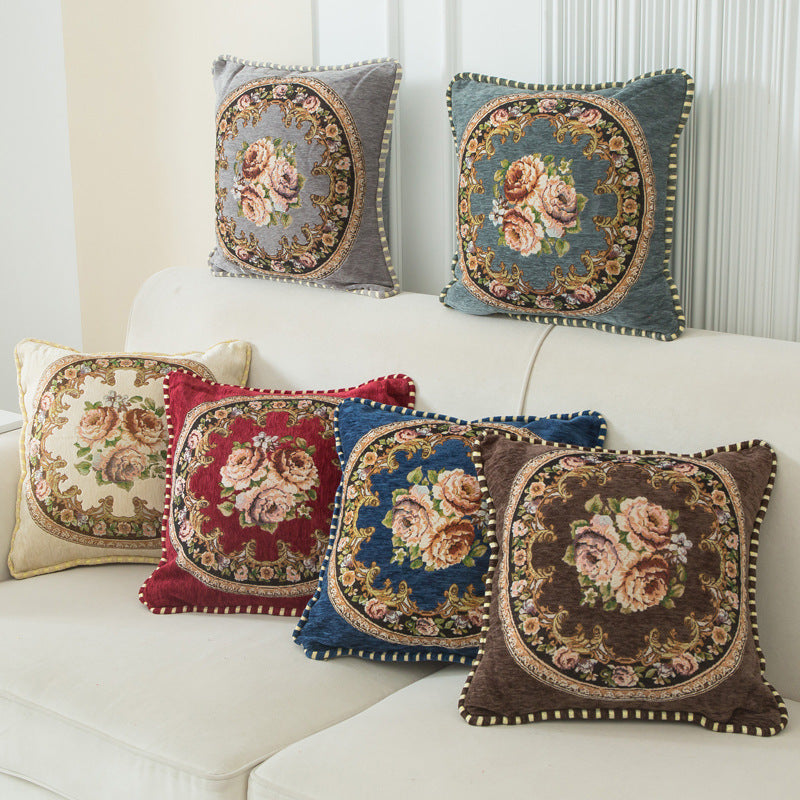 وسادة مربعة كلاسيكيةمن الجبردين بنمط الأزهار مقاس 45 x45 سم