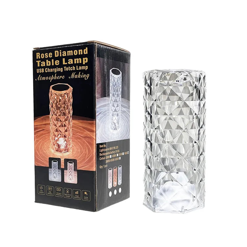 مصباح طاولة كريستالي RGB ملون متغير اللون، 16 لونًا للتحكم باللمس مع منفذ USB