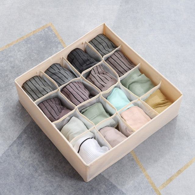 منظم ملابس داخلية، منظم للشرابات، مقسم للخزانة، منظم أدراج، صندوق تخزين للبانتيهات، 16 جيب