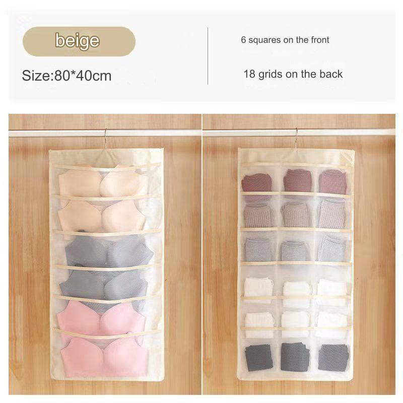حقيبة تخزين الملابس الداخلية على الوجهين / حقيبة معلقة لحمالة الصدر والملابس الداخلية والجوارب