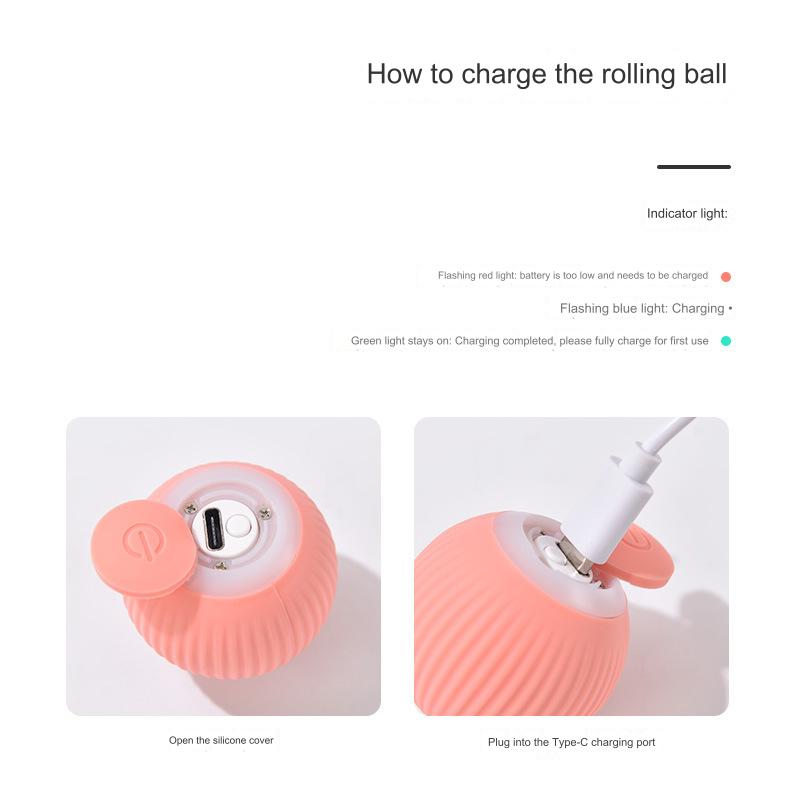 لعبة كرة تفاعلية للقطط، أحجية كرة متحركة تلقائية ذكية في الأماكن المغلقة لتبديد الملل، شحن USB مع ضوء، هدية ممتعة للقطط