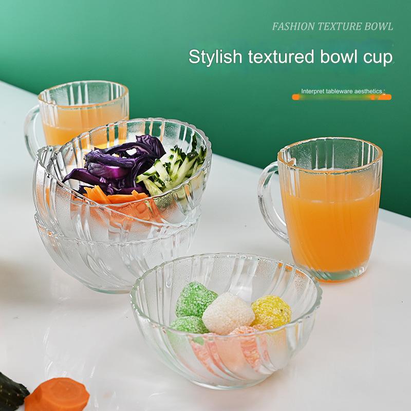 أوعية زجاجية صغيرة لتحضير الوجبات من 4 بولات + 4 أكواب للمشروبات، أوعية زجاجية شفافة لتقديم الحلوى والمكسرات، للمطبخ لتحضير السلطة والحلوى 