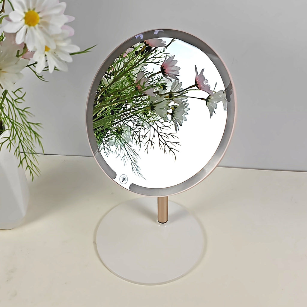 مرآة مكياج LED قابلة للتعديل 90 درجة وشاشة تعمل باللمس ذكية بإضاءة LED، مرآة مكياج محمولة لسطح الطاولة (متعددة الألوان، تعمل بمنفذ USB) حجم كبير