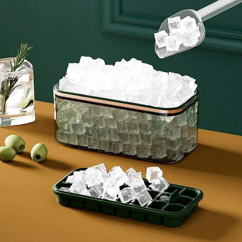 قالب مكعبات الثلج مع غطاء ووعاء ومغرفة - 24 تجويفًا من قوالب مكعبات الثلج المصنوعة من السيليكون الآمن غذائيًا