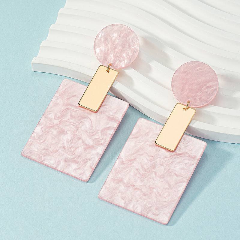 حلق كبير مربع الشكل،حلق معدني متدلي بتصميم كلاسيكي ذات نسيج مزخرف،حلقة دائرية فى الأعلى كبيرة للنساء مجوهرات عصرية