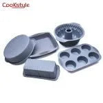 مجموعة قوالب من  Cookstyle  تتكون من 5 قطع من قوالب الخبز ،صوانى من السيليكون عالى الجودة الآمن صحيا 100% غير لاصقة للخبز ، يتكون من 5 قطع ،صينية كعك 6 أكواب ، 4 صوانى بتصميمات وأشكال مختلفة