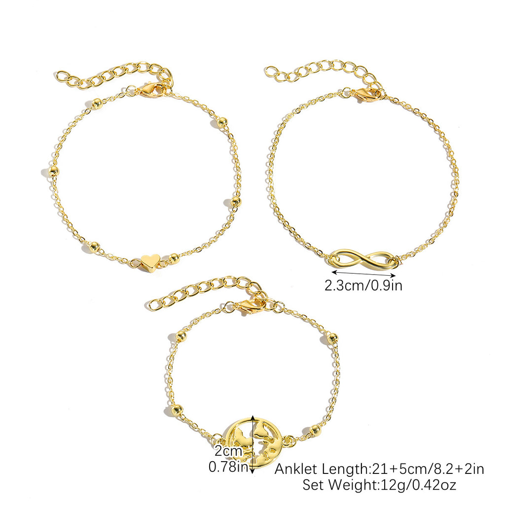 خلخال متعدد الطبقات بثلاث قطع بدلاية كريستال