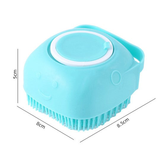 فرشاة حمام سيليكون ذات وجهين مع موزع صابون مدمج - مناسبة لاستحمام، والتنظيف الشامل، والتدليك اللطيف للحيوانات الأليفة (قطعة واحدة)