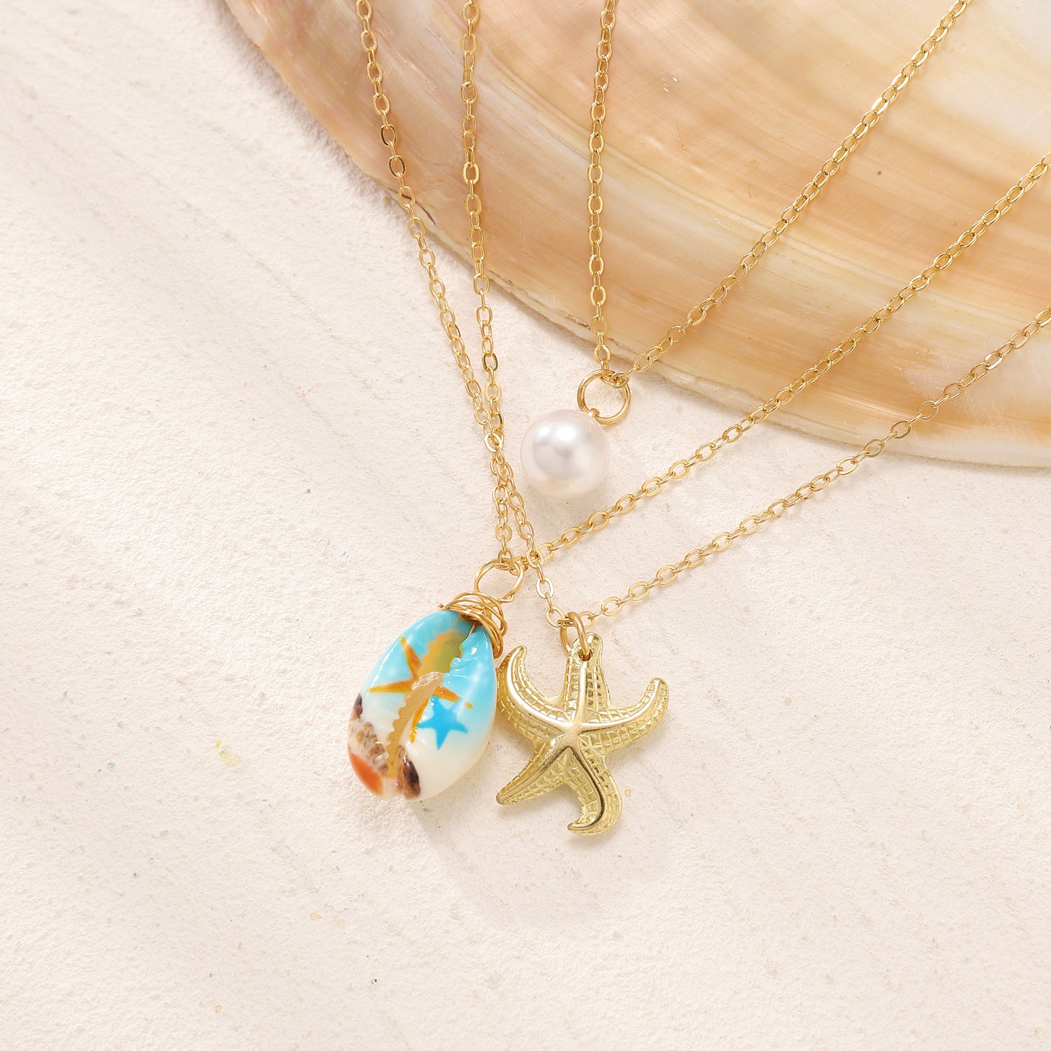 تشكيلة السلاسل الصيفية لنجمة البحر من حجر العقيق الأزرق المائي