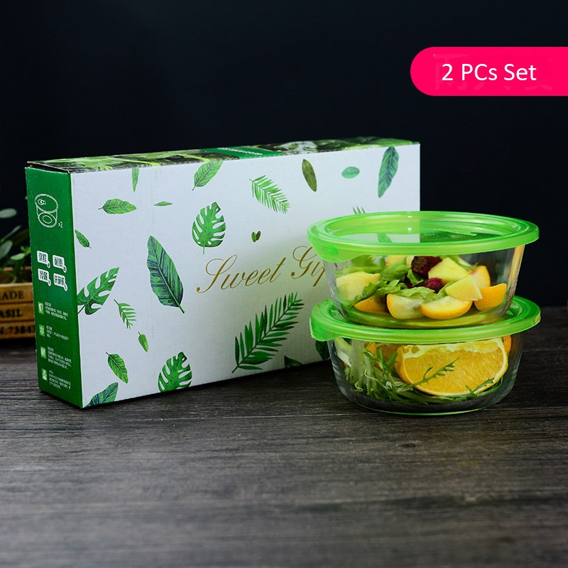 طقم أوعية زجاجية مع غطاء محكم لتخزين الأطعمة