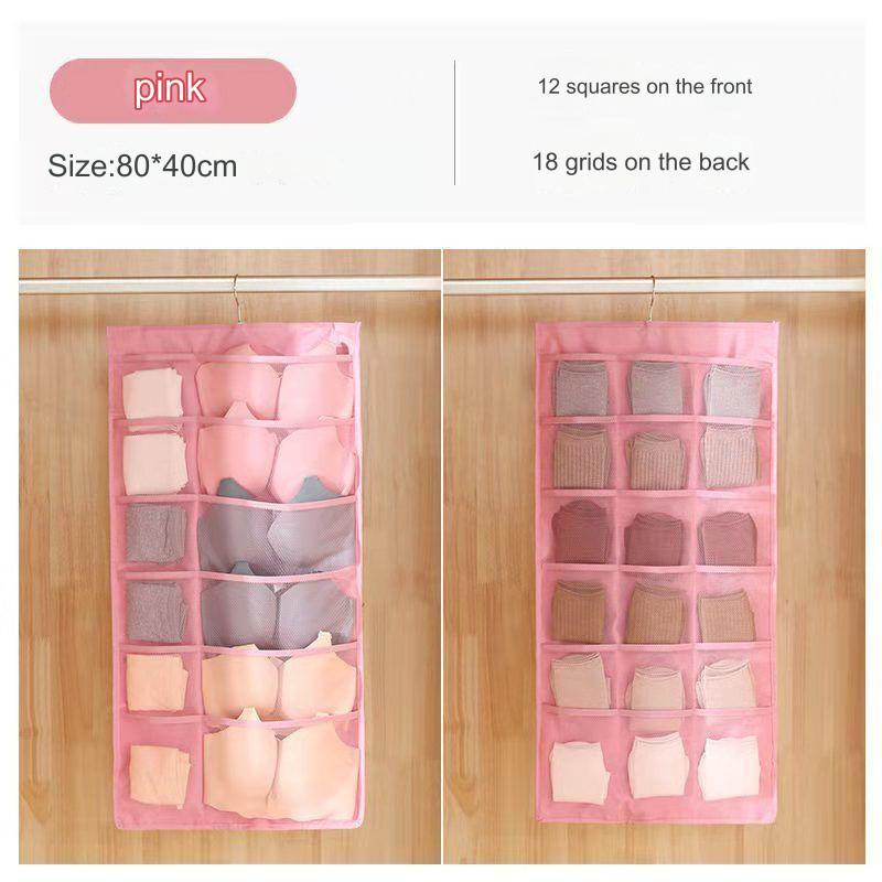 حقيبة تخزين الملابس الداخلية على الوجهين / حقيبة معلقة لحمالة الصدر والملابس الداخلية والجوارب