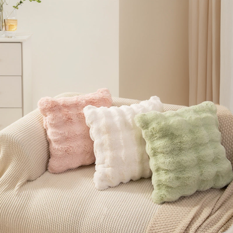 كوشن من الفرو الصناعي الناعم المنفوش، كوشن من القطيفة لتزيين غرفة النوم 43*43 سم مع الحشو الفيبر