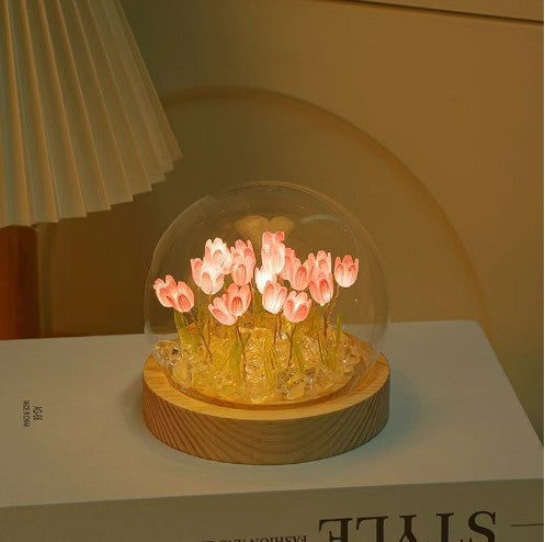 مصباح توليب - مصباح زهور صناعية - زينة يدوية الصنع للاثاث مصباح طاولة زينة للمنزل وغرفة المعيشة وسطح المكتب وديكور المنزل 20 زهرة