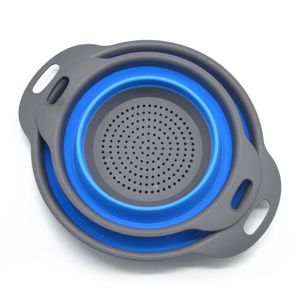 طقم مصفاة غسيل الخضار والفواكة القابلة للطي مكون من قطعتين