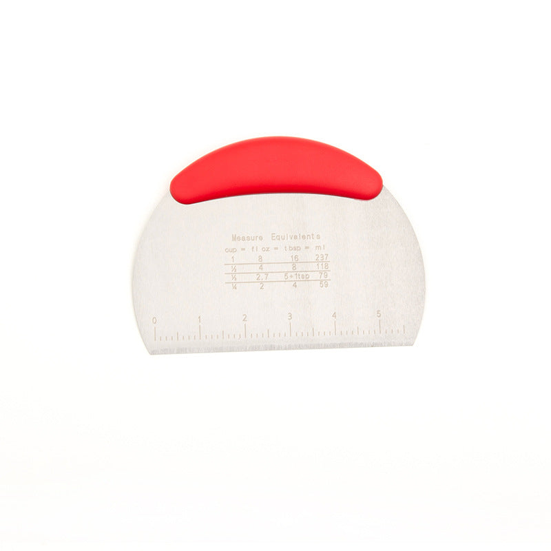 سكين عجين من الفولاذ المقاوم للصدأ، قطاعة  معجنات مكشطة مرنة من السيليكون، مقابض جيدة متعددة الأغراض مع ميزان قياس