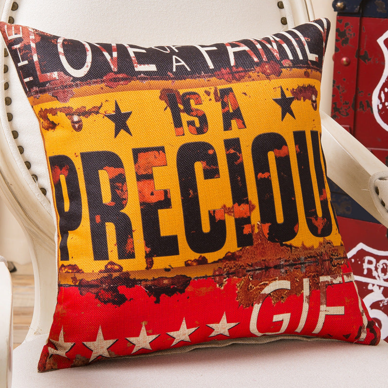 وسادة اريكة كلاسيكية بطبعة حروف أبجدية ملونة