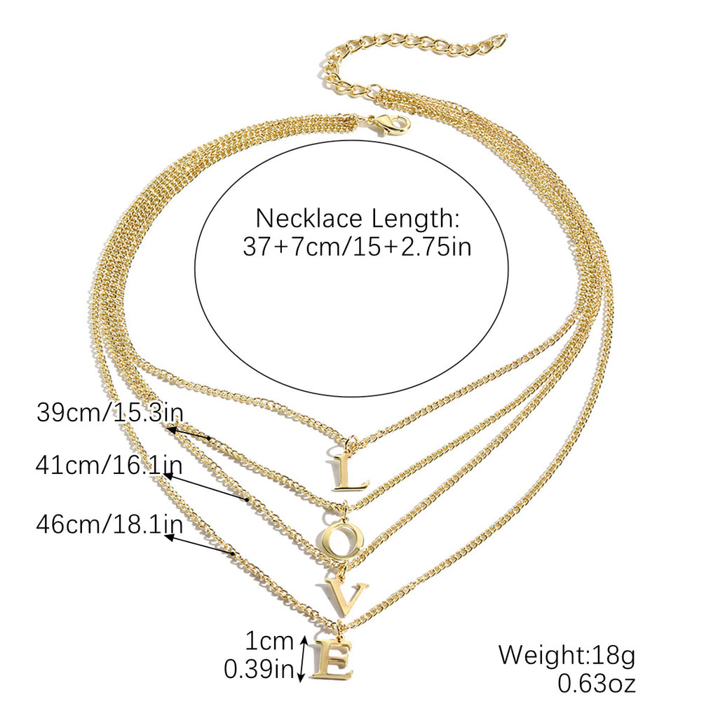 سلسلة متعددة الطبقات سلسلة متعرجة، سلسلة  حروف كلمة LOVE