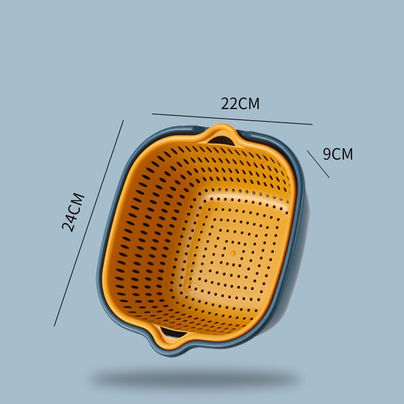 مجموعة مصفاة مطبخ مكونة من 6 قطع غسيل الخضروات ونقع وغسل الفواكه , وعاء تخزين شكل مربع
