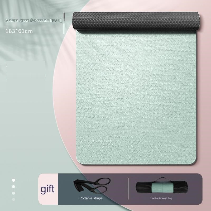 سجادة اليوجا بخطوط محاذاة مضادة للإنزلاق مع شنطة حمل، سجادة تمارين لياقة بدنية  مقاس 183 سم × 61 سم × 0.6 سم