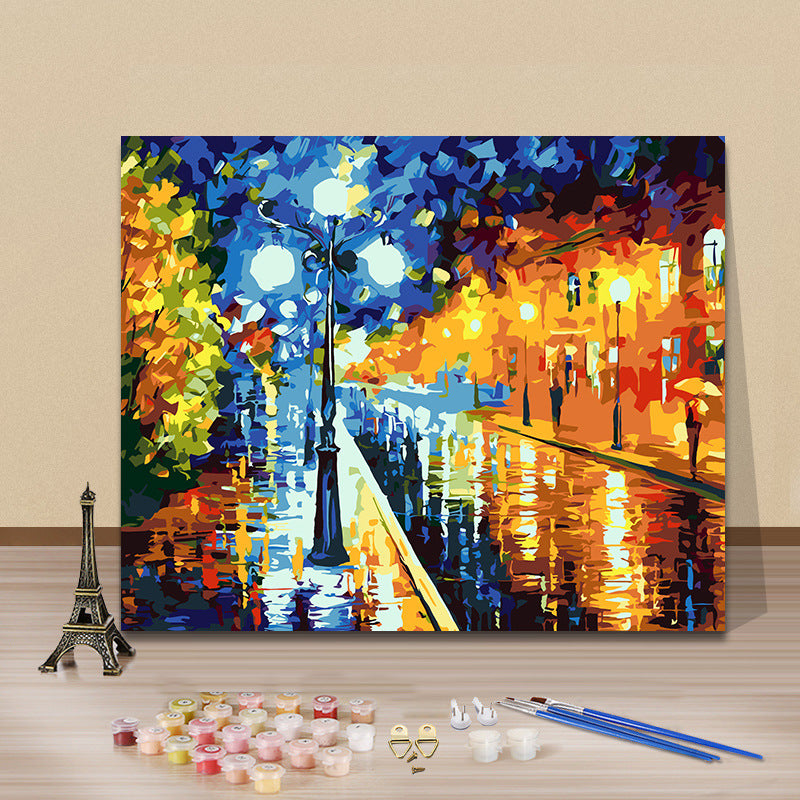 لوحة ديكورية بإطار يمكن تلوينها يدويًا منظر طبيعي جميل الالكة، لوحة زيتية يمكن تلوينها يدويًا حسب الرقم