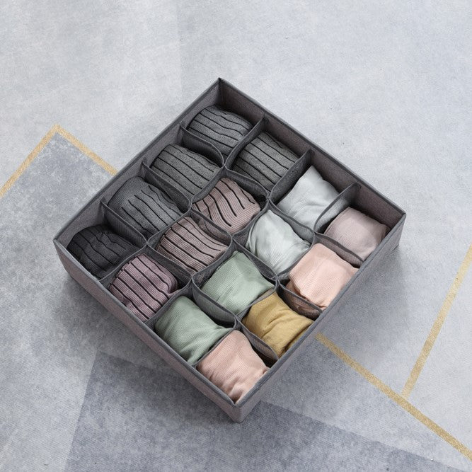 منظم ملابس داخلية، منظم للشرابات، مقسم للخزانة، منظم أدراج، صندوق تخزين للبانتيهات، 16 جيب
