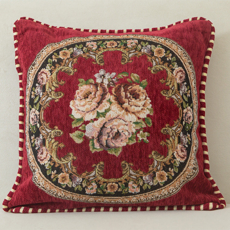 وسادة مربعة كلاسيكيةمن الجبردين بنمط الأزهار مقاس 45 x45 سم