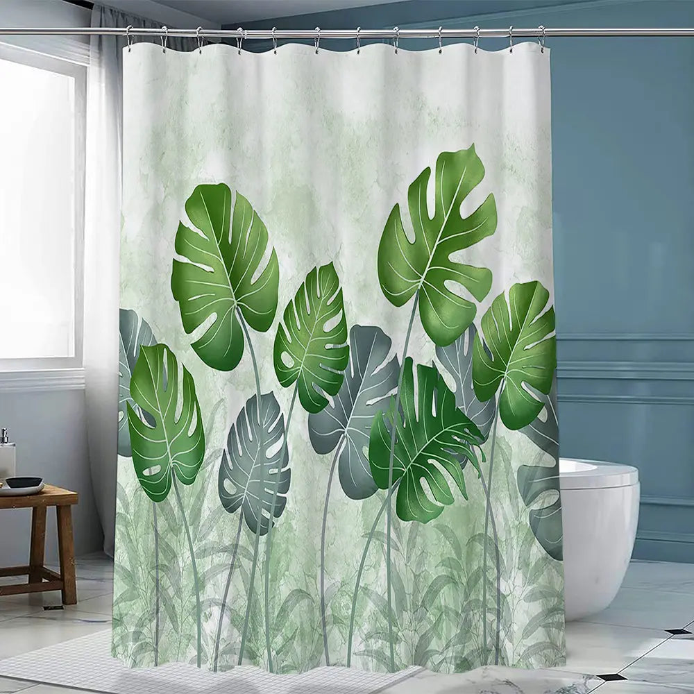 ستارة حمام مطبوعة رقمية، ستارة تقسيم الحمام، مقاومة للماء والضباب، سميكة، سلسلة زهور