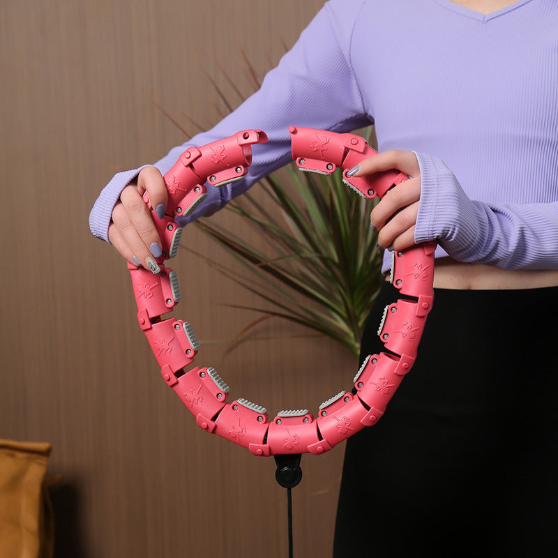 جهاز التدليك طوق هولا هوب ذكي للبالغين و الأطفال مع كرة وزن، طوق هولا هوب للياقة البدنية مع 24 رابطًا قابلًا للتعديل لفقدان الوزن واللياقة البدنية